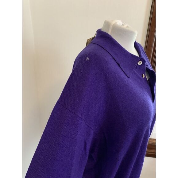 Peter Millar VTG Purple Silk Wool Cashmere Polo Sweater XL NWT Collar Button - Picture 6 of 14